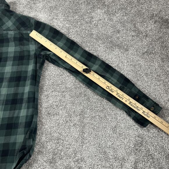 Carhartt Flannel Shirt Womens Small Gingham Plaid Button Up Outdoors Fall Green - Picture 9 of 10